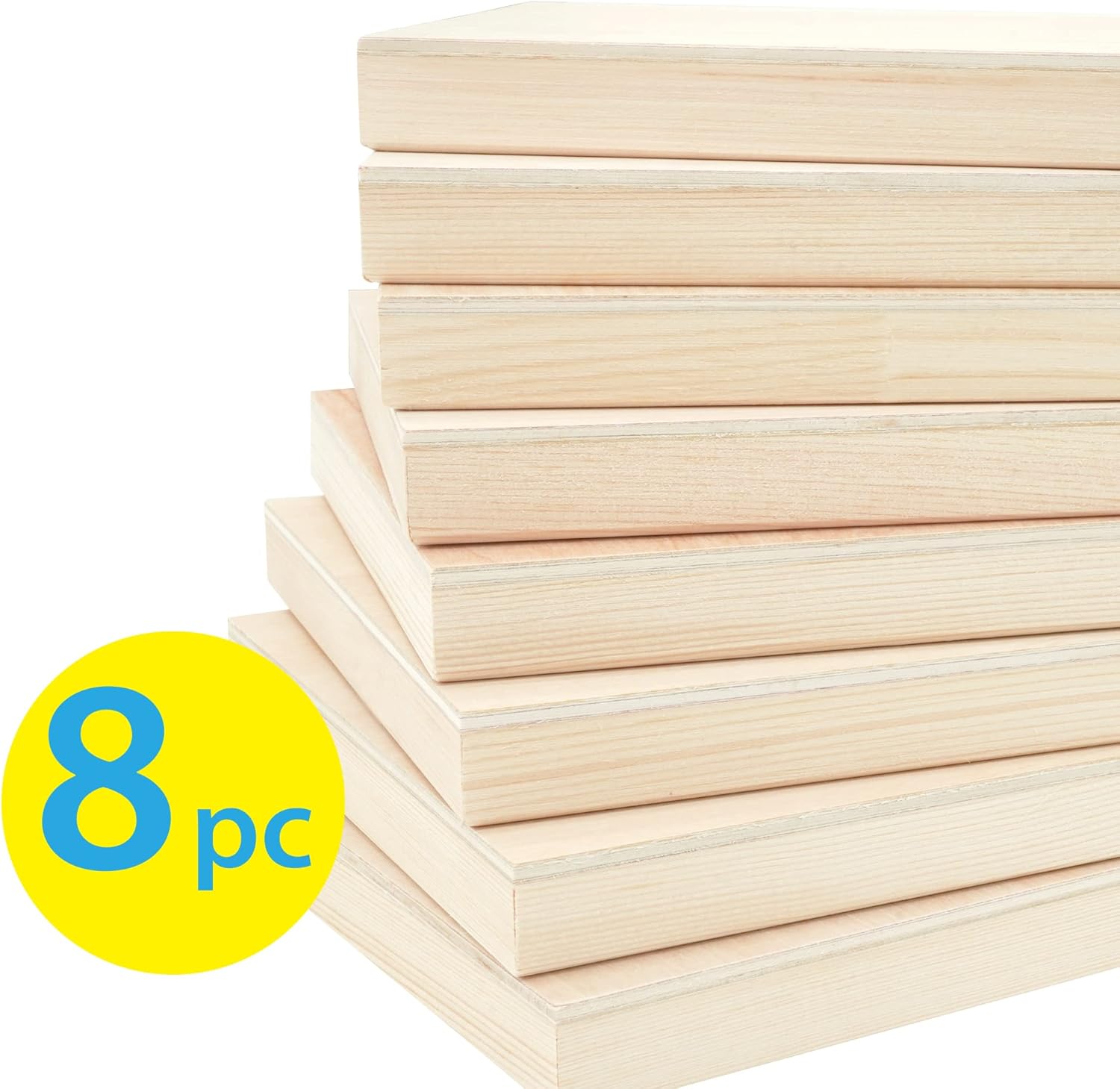 PHOENIX Unfinished Wood Panel - Wood Canvas for Painting - 6x6 Inch / 8 Pack Birchwood 3/4" Deep Square Cradled Wooden Board for Crafts, Burning & Pouring Art