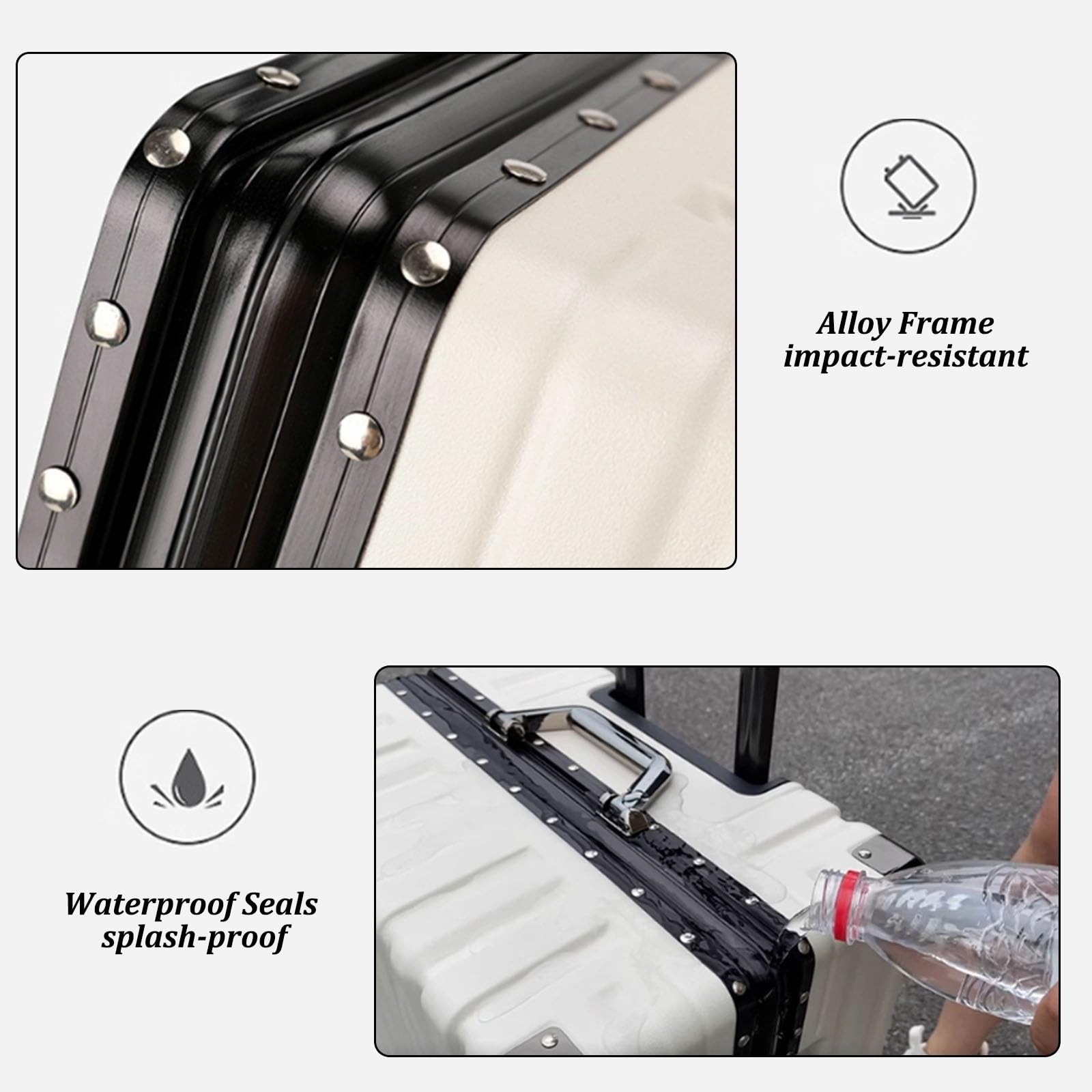 Equipaje de Mano, Maleta Rígida con Gancho, Maleta Giratoria con Ruedas de Gran Capacidad, Impermeable y Duradera para Viajes(Silver,30")