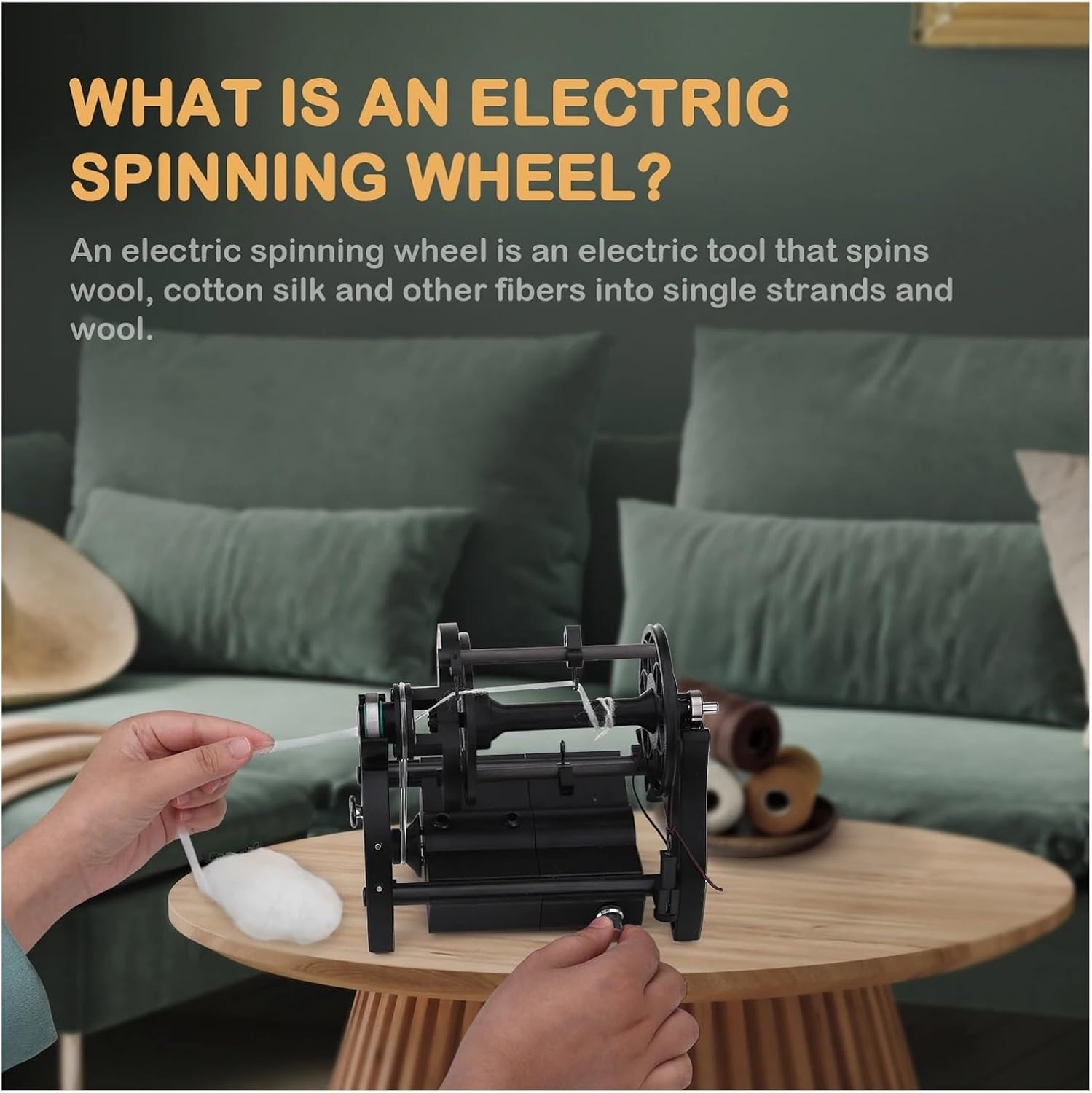 Winding Machine, Mini Spinning Electric Household 12v Wheel Wool Fibre Yarn Winding Machine Carbon Flywheel(Black)