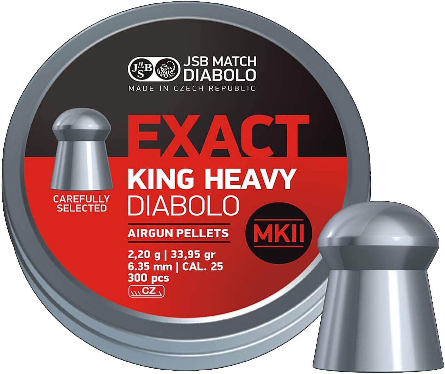 Exact King Heavy MKII .25 Pellets, Tin of 300