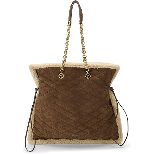 YSL, Pre-loved Brown Shearling Le Pochon Tote, Brown