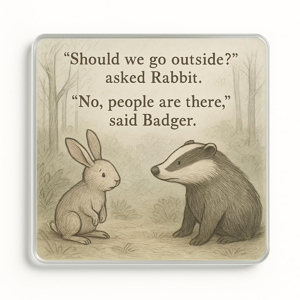 The Plum Penguin Forest Whispers Acrylic Coaster Gift With Nostalgic Forest Illustration - Quirky Animal Quote Home Decor For Friends & Colleagues