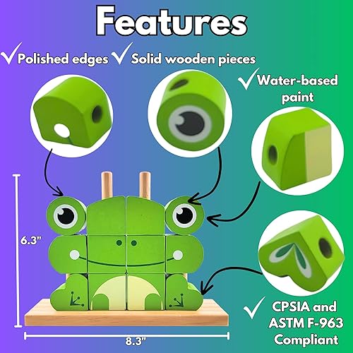 Miniatura 2 de Rompecabezas de madera para niños Montessori Bloques de construcción  Juguetes educativos de aprendizaje preescolar, rompecabezas apilables de