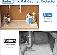 Vista 2 de Tapete para debajo del fregadero, tapete impermeable para gabinete de cocina de 34 x 22 pulgadas, forro de silicona flexible para debajo