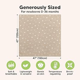 4-Pack Muslin Swaddle Blankets for Boys, Girls - Organic Baby Swaddles for Newborns, Soft & Breathable Receiving Baby Blankets for Girl, Boy, Neutral, Newborn Essentials Gift (Wild Bloom)