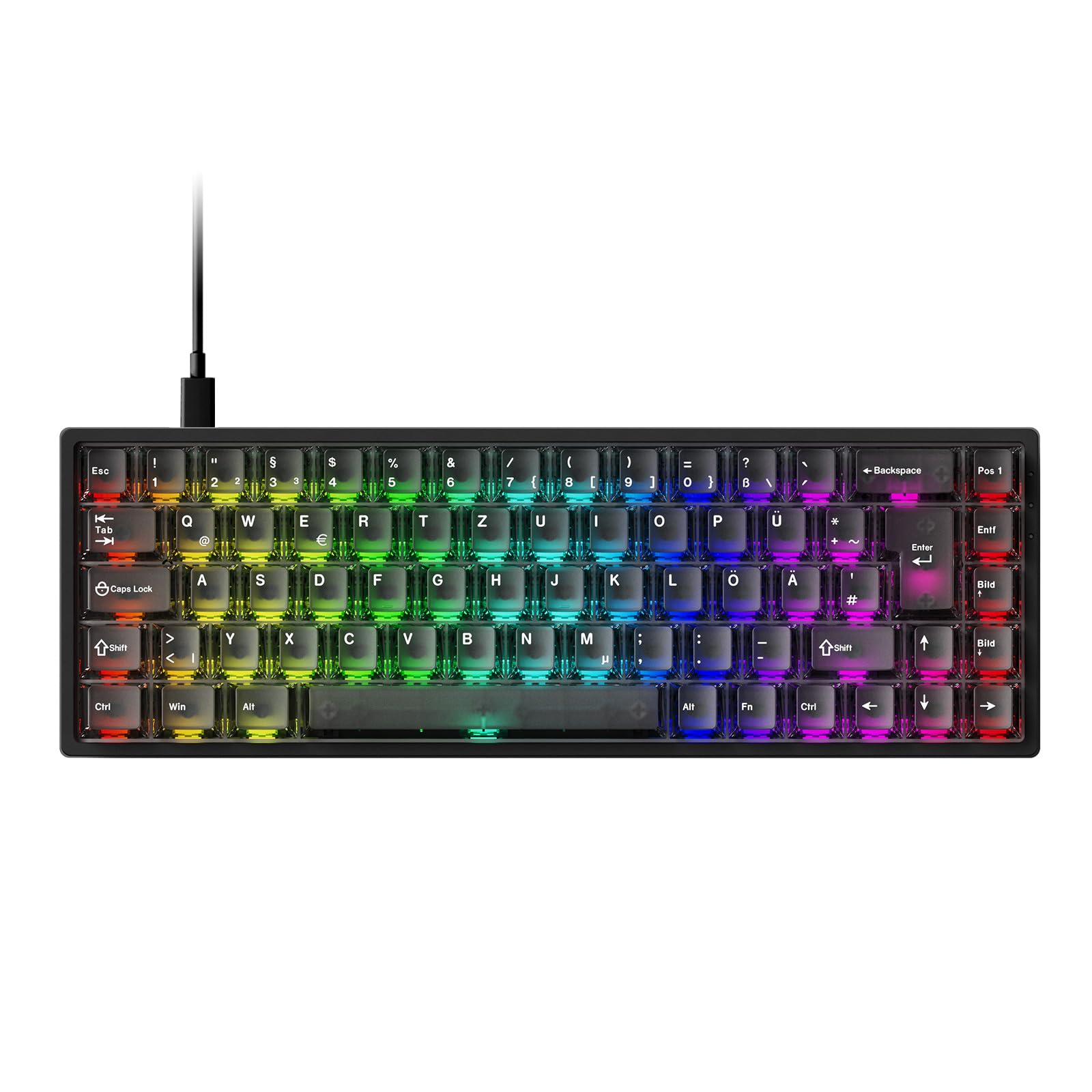 MONSGEEK FUN68 HE Teclado 65% Hall Effect 8K QWERTZ ISO-DE Cable | Teclado RGB Gaming, Rapid Trigger, RT0.005mm, 8000Hz, Activación Ajustable, Snap Tap Win/Mac (Negro)