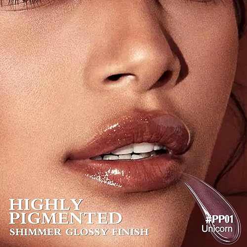 Miniatura 9 de FOCALLURE Lápiz labial brillante, brillo labial impermeable y voluminoso, acabado brillante, hidratante, de larga duración, maquillaje de labios de