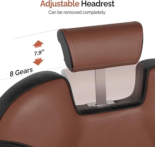 Miniatura 26 de OmySalon Silla de peluquería reclinable, silla de salón para estilista resistente, asiento ancho giratorio de 360 grados, silla multiusos para Negro