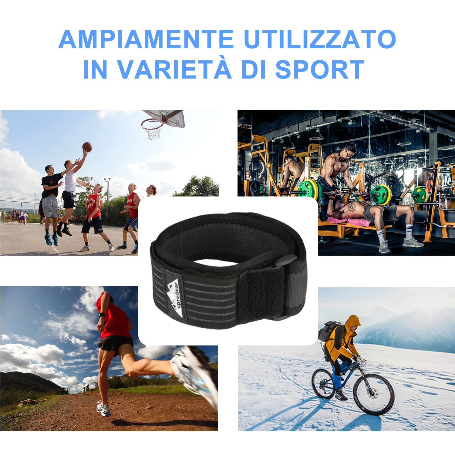 SupreGear ITB Fascia per Ginocchio, Regolabile Patella Strap per Tendinite, Confortevole, Patella Ginocchio la Cinghia Traspirante con Compressione per Sindrome della Fascia Ileotibiale - Nero