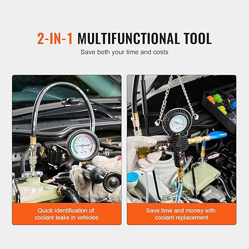 Miniatura 5 de VEVOR 28 pcs Universal Radiator Pressure Tester Kit, Coolant Pressure Tester Kit with Manual Pump and Color-Coded Test Caps, Coolant Vacuum Refill