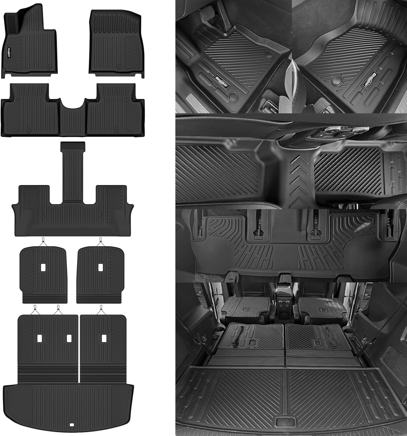 Floor Mats for 2026 Hyundai Palisade Gas Only 7 Seats/Captain Seat, Trunk Mat with Backrest Mat All Weather TPE Protector for Hyundai Palisade Accessories