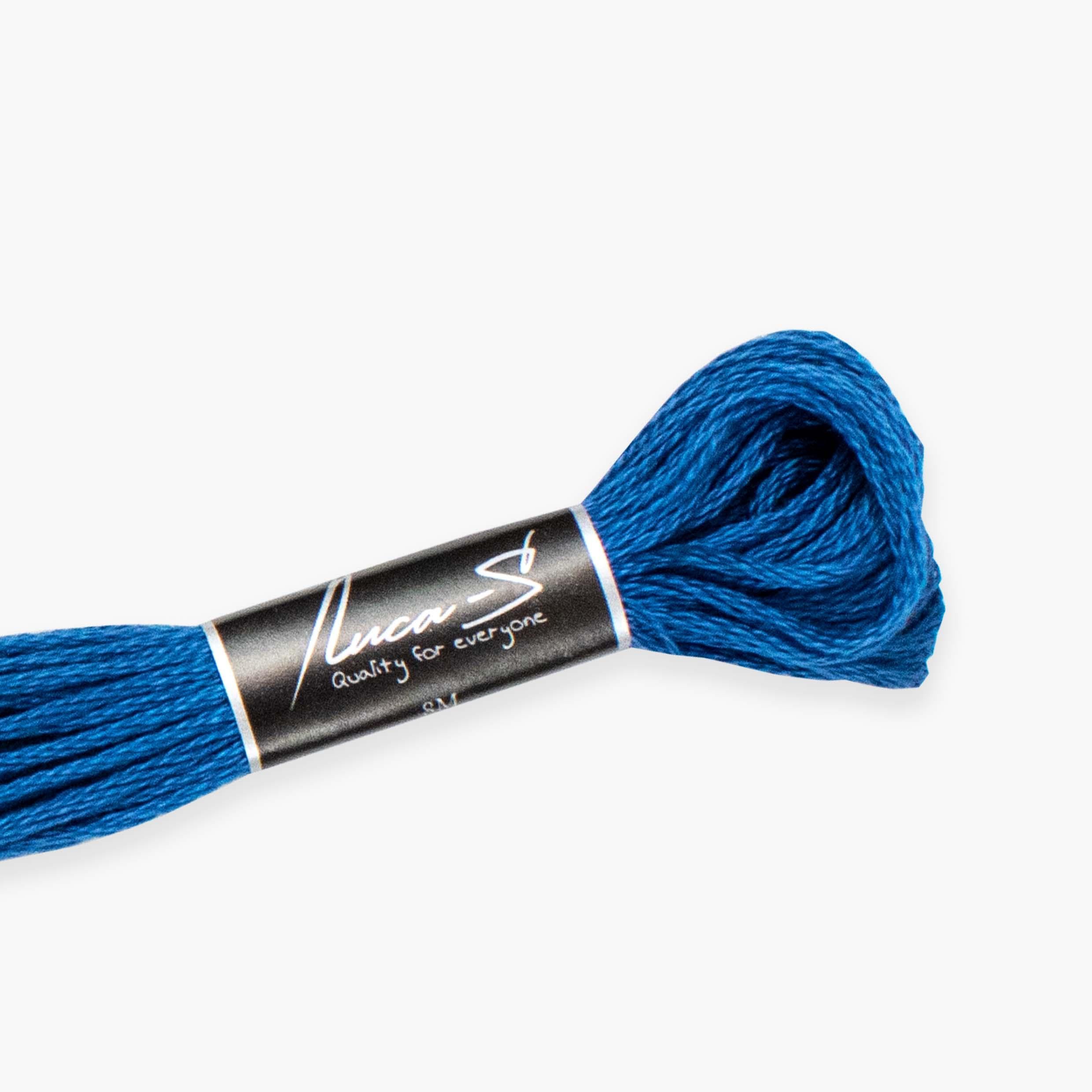 12 Pack of Premium Embroidery Thread Luca-S, 100% Giza Cotton, Oeko TEX Certified Stranded Cotton - 202 / DMC 517-3842 / Anchor 979 — image 1
