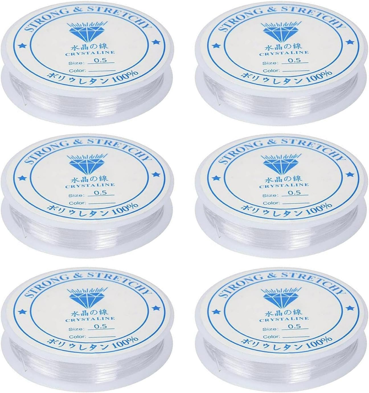6 Rolls 18MX0.5mm Clear Bracelet String,Elastic Craft Making String for DIY Jewellery Making, Necklace,Bracelet, Craft