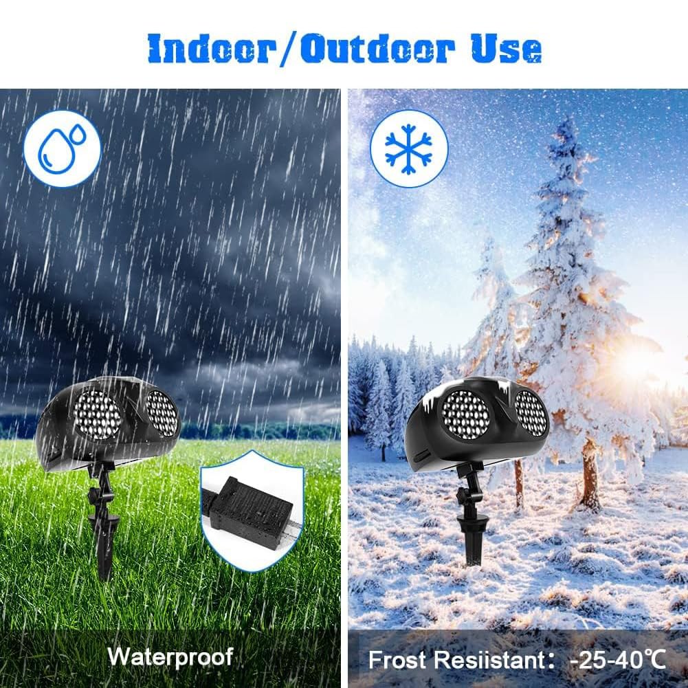 Luci per Proiettori Natalizi da Esterno, Evidenziazione Proiezione Dinamica di Fiocchi di Neve a LED, Luce di Paesaggio Nevicata Impermeabile con Timer di Controllo Remoto RF per Decorazioni