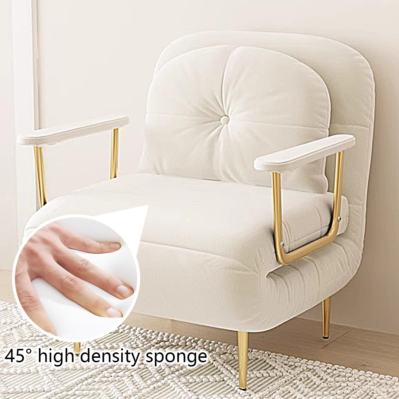 Pojedyncza sofa z materacem, regulowane oparcie w 6 pozycjach, fotel do salonu i sypialni, kolor khaki (190 x 68 x 30 cm)