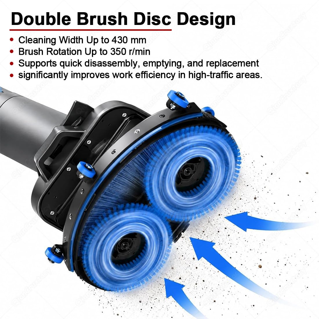 Scrubber Professionale con Serbatoi Separati da 4.5L E 7.5L,Spazzole di Pulizia Motorizzate da 430mm,Soluzione di Pulizia Efficace con Copertura di 1200 M²/H,per Domestico E Commerciale
