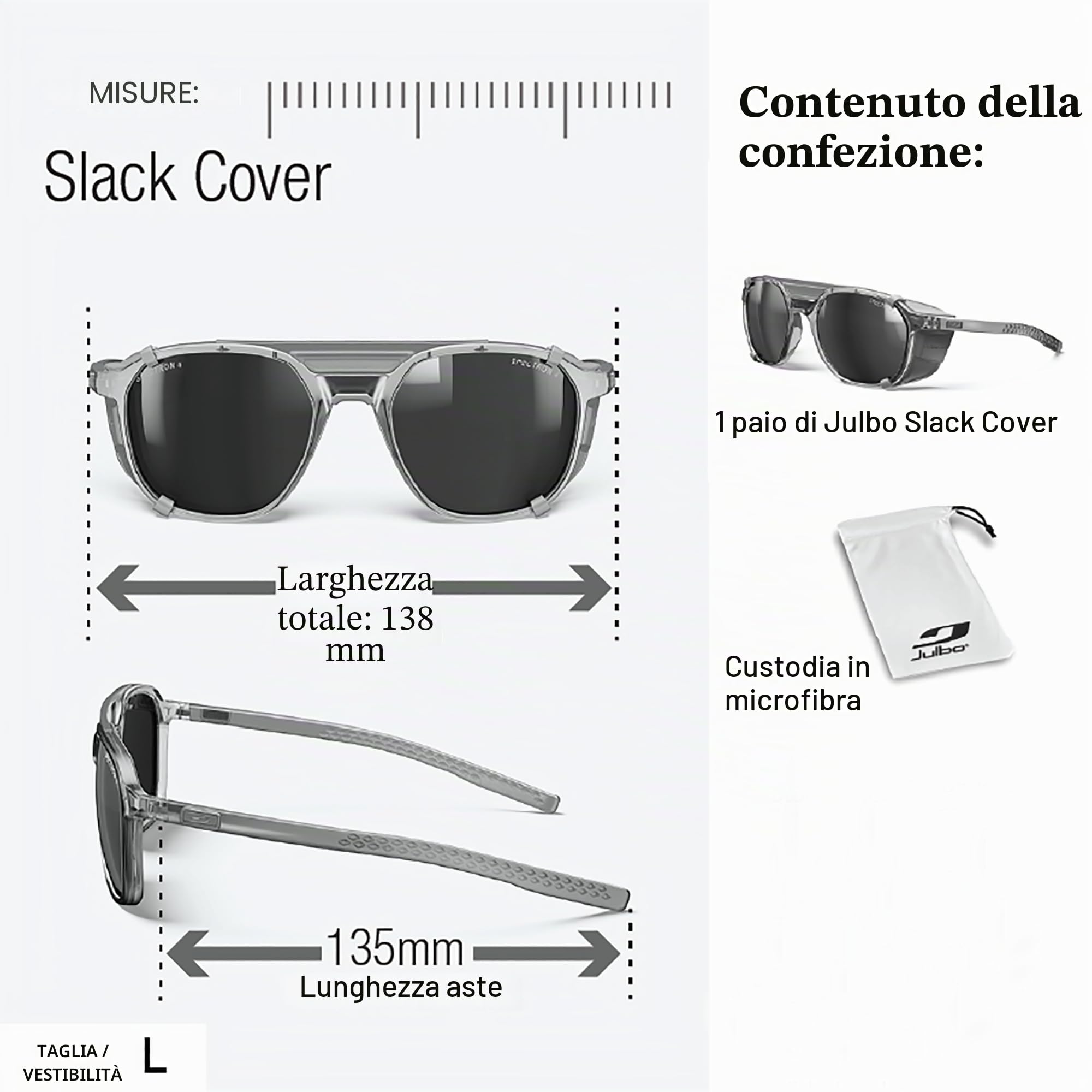 Julbo Slack Cover Occhiali da sole Alpinismo, escursionismo, trekking Unisex - Adulto (Pacco da 1)