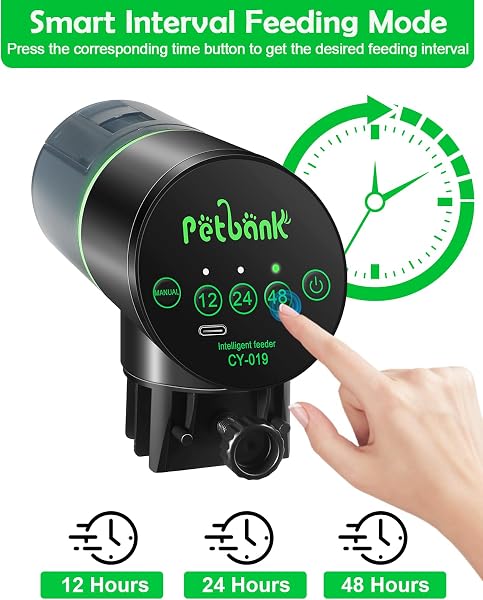 Mangiatoia Automatica Acquario - Mangiatoia Pesci Intervallo di alimentazione del pesce facile da impostare 12/24/48 ore con Cavo di USB Charger, Dispenser Cibo Pesci Automatico, Nero - 4