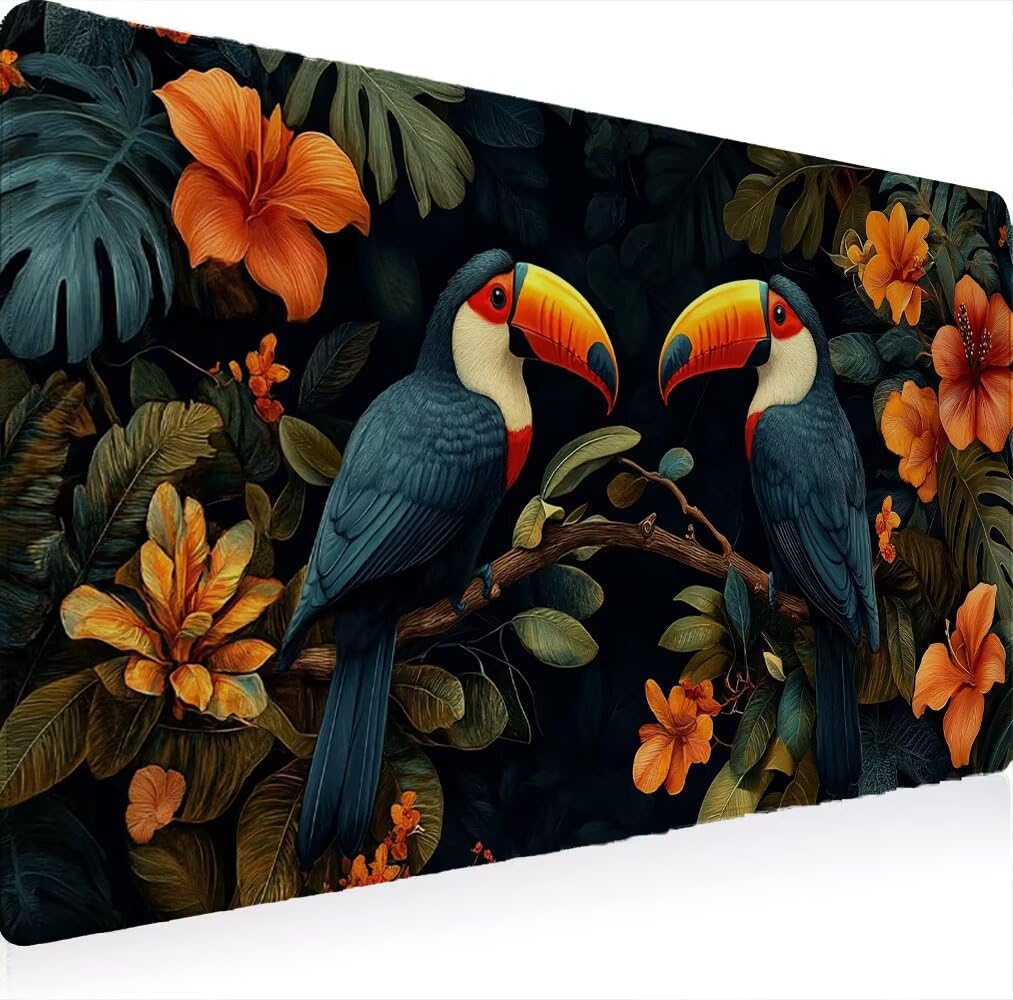 Tappetino Mouse pad XXL 1200x600x3mm, Multifunzione Esteso Tappetino Mouse Gaming, Mousepad Impermeabile Durevole Facile Pulire,Tracciamento Precisione Uccello Di Bocca Gigante Animali W0G1-543