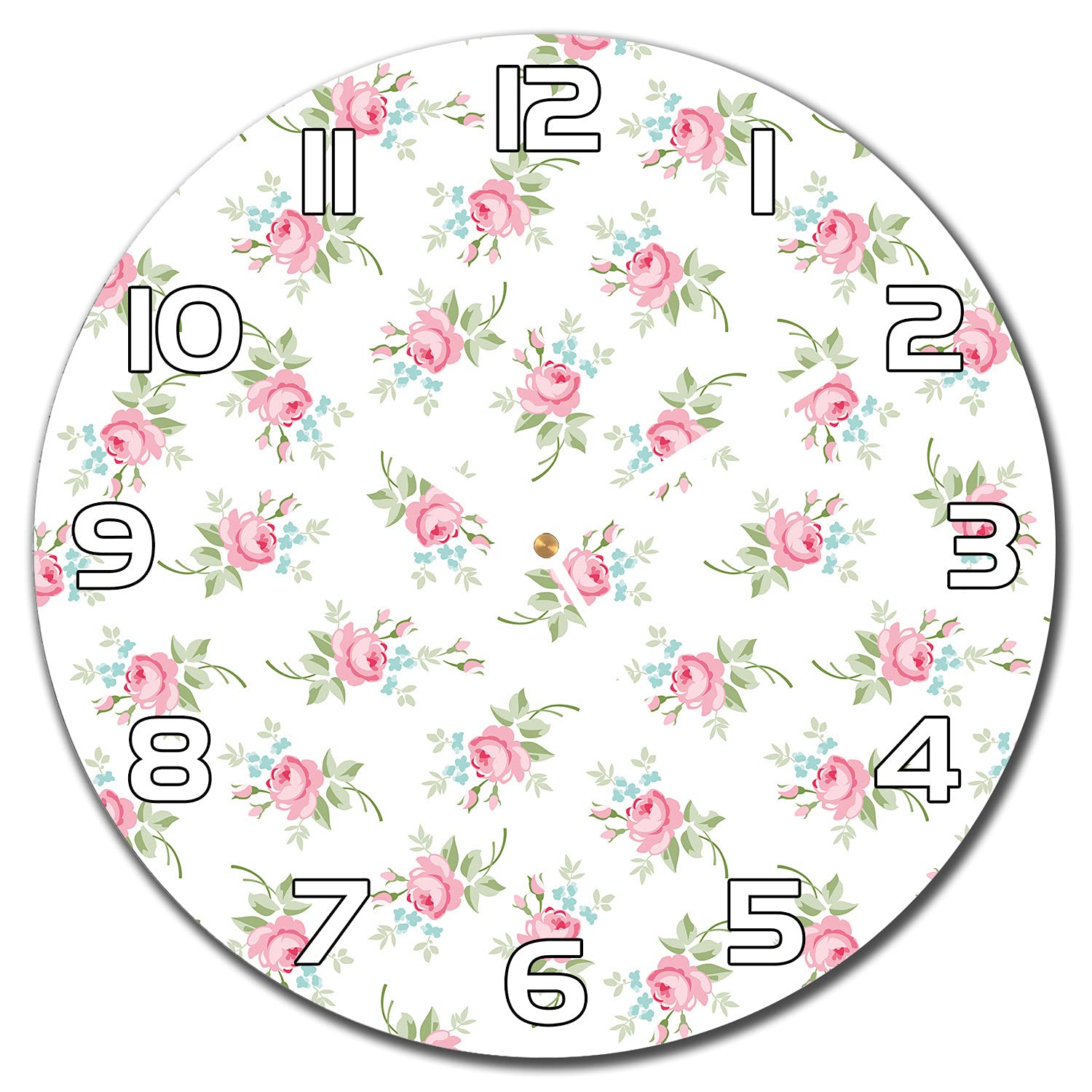 Horloge en verre de sécurité Coloray avec impression florale haut de gamme de fleurs roses