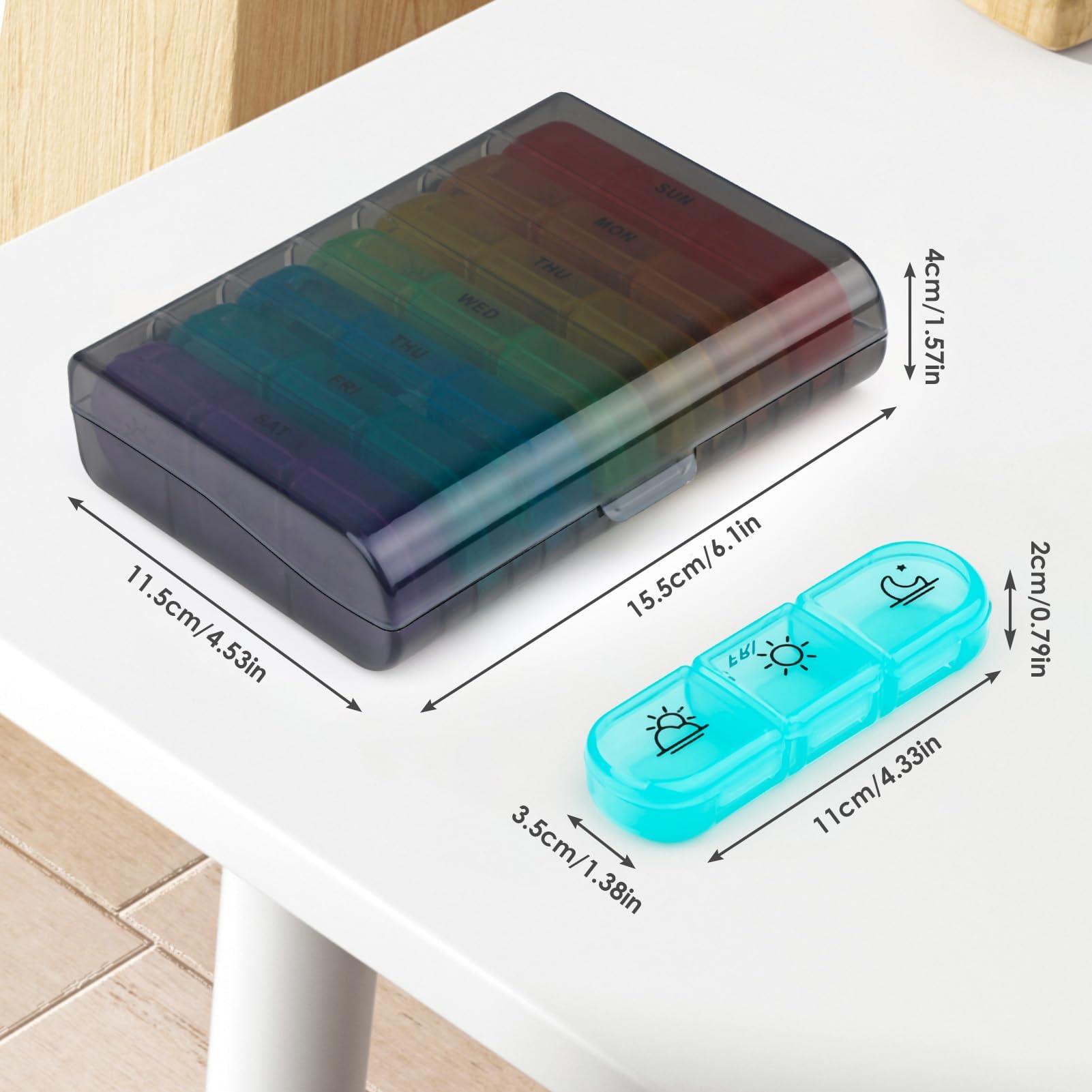 NEUTYPECHIC Pudełko na tabletki, 7 dni, 3 przegródki, pudełko na lekarstwa, odporne na wilgoć, z oddzielnymi przegródkami, pudełko na tabletki 7 dni rano w południe wieczorem na leki, olej rybny,