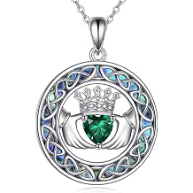 Celtic Claddagh Necklace for Women 925 Sterling Silver Irish Jewelry Pendant Anniversary Birthday Gifts for Wife Lady