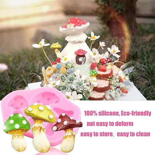 Miniatura 3 de Mujiang Molde de silicona para hongos, hongos, verduras, fondant, dulces, para decoración de pasteles, decoración de cupcakes, pasta de goma de