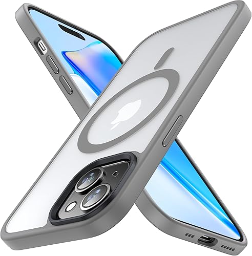 Meifigno Magic Mag Series - Funda diseñada para iPhone 15, protección de grado militar y compatible con MagSafe, parte trasera mate translúcida con