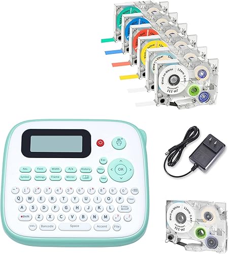 Paquete de etiquetas D210S fácil de usar con 7 cintas de etiquetas D210S JM y 1 adaptador de corriente
