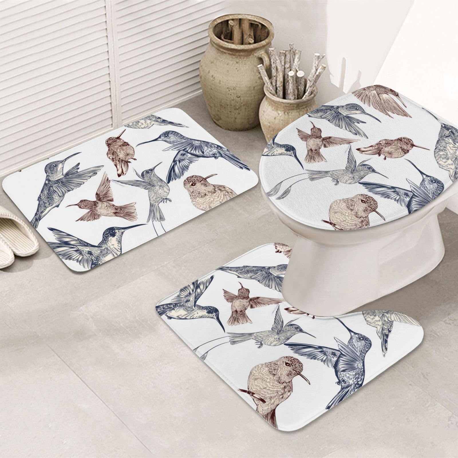 Tapis de bain doux pour éviter les glissades lot de 3 avec contour WC absorbant