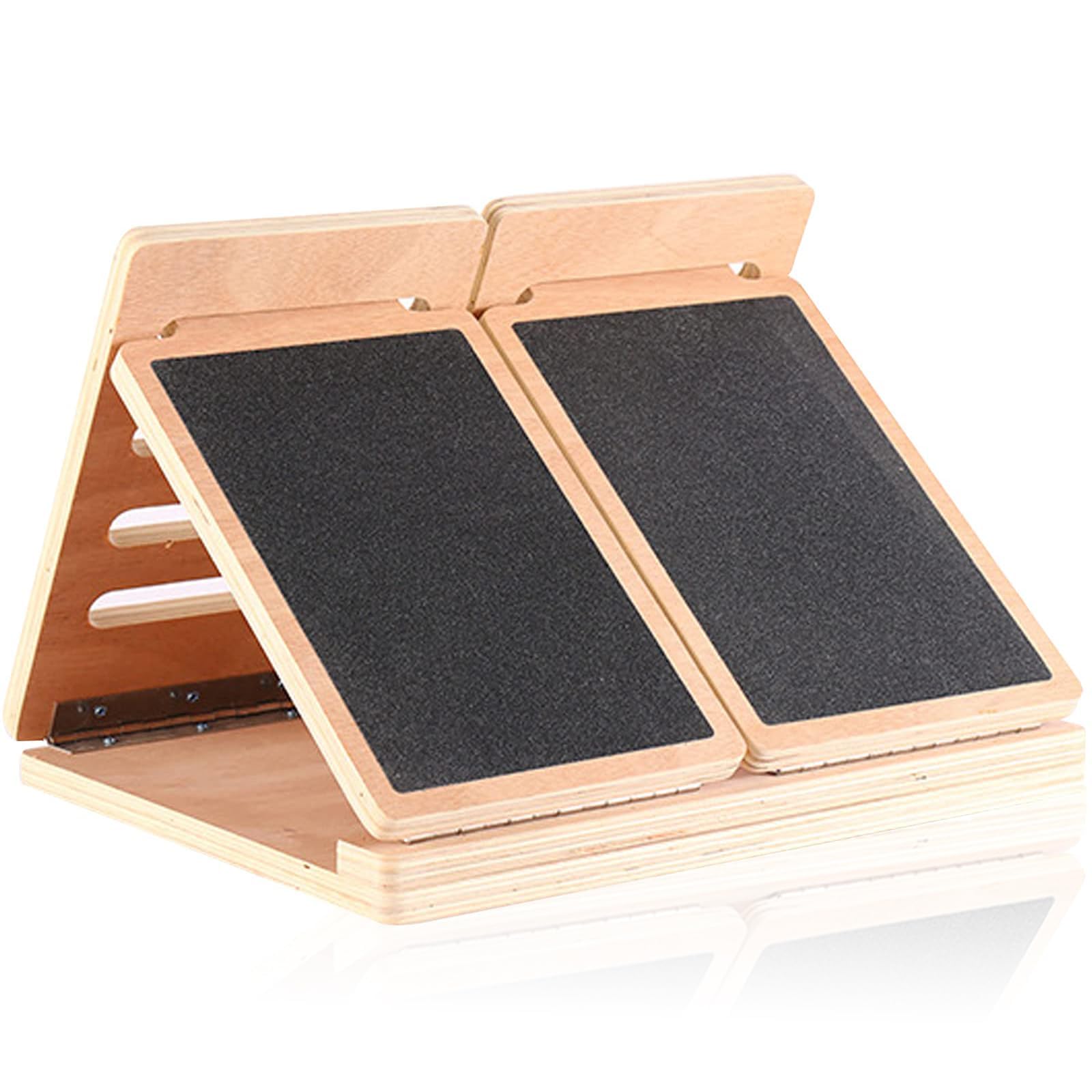 Tablero Inclinado de Madera, Camilla de Pantorrilla de Carga Ajustable de Nivel 4, Tensor Plegable para el hogar, Dispositivo de Estiramiento de Fascitis Plantar,Natural