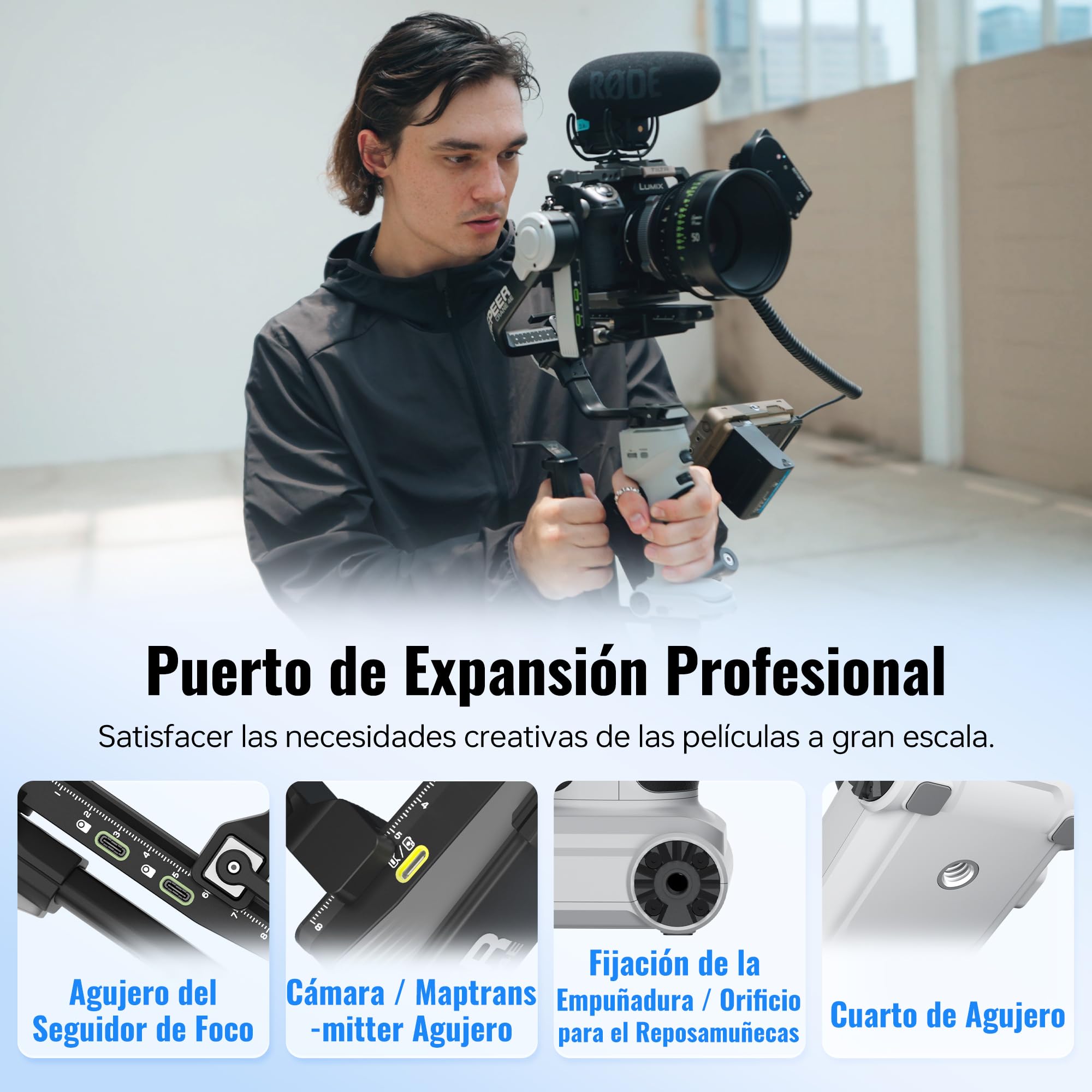 ZHIYUN CINEPEER Crane 4E Estabilizador de Cámara, 3 Ejes Gimbal para Cámara DSLR y Mirrorless, Ligero, Estabilizador Gimbal para Nikon/Canon/Sony/Panasonic/Fujifilm, Gris Claro