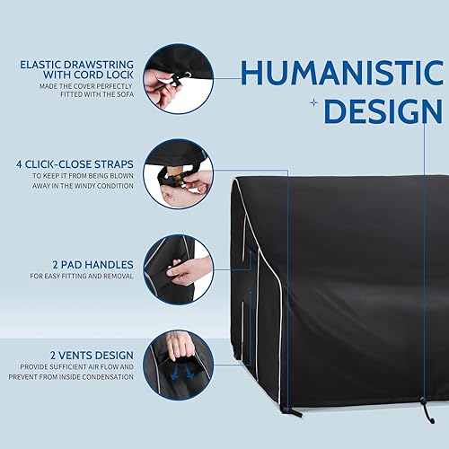 Miniatura 6 de FORSPARK Fundas de sofá para muebles de patio, 85 pulgadas de ancho x 37 pulgadas de profundidad x 35 pulgadas de alto, funda impermeable para sofá