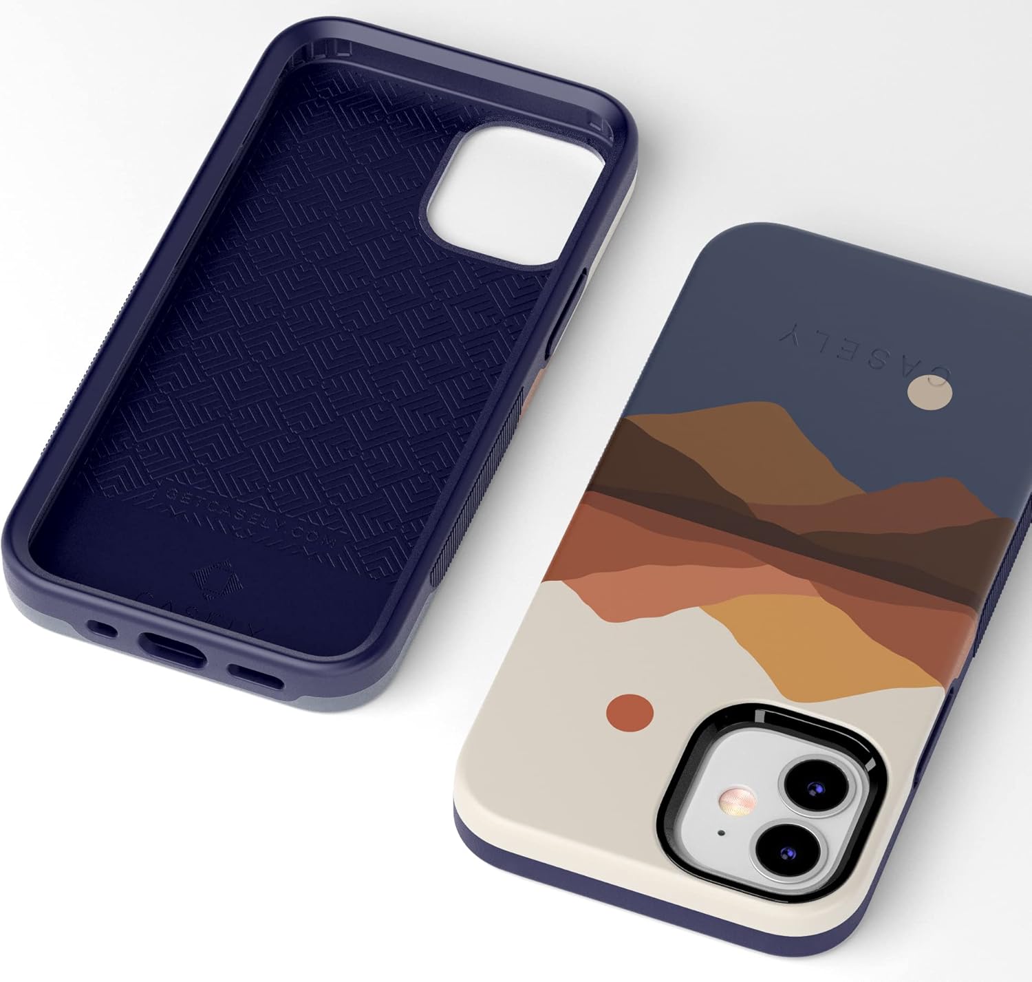 Casely iPhone 12 Mini Case | Opposites Attract | Day & Night Mountains | Bold Protective Design | Compatible with MagSafe