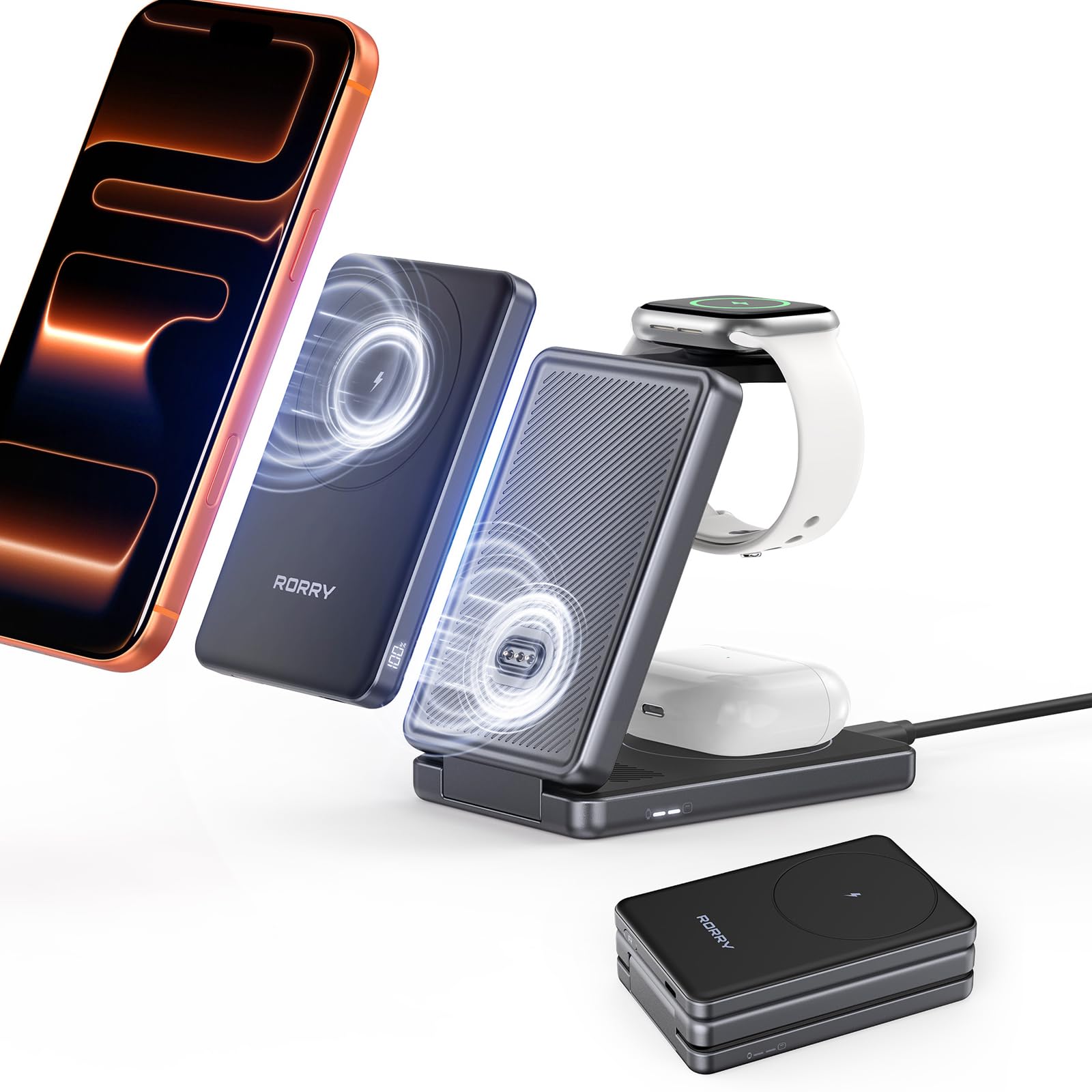 Amazon.co.jp: RORRY ワイヤレス充電器 4in1 magsafe充電器 AuraDock