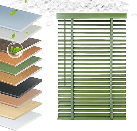 Faux Wood Blinds 2 Inch Cordless, Room Darkening Mini Venetian Horizontal Blinds & Shades for Indoor Windows, Office, Living Room, Bedroom, Multiple Colors