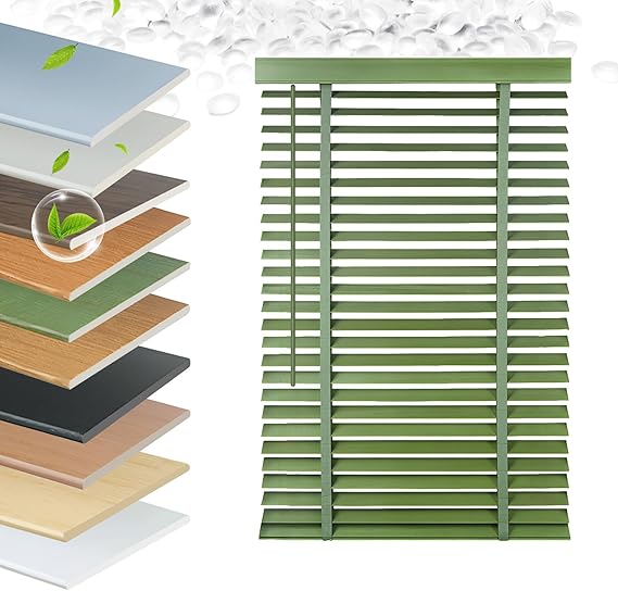 Faux Wood Blinds 2 Inch Cordless, Room Darkening Mini Venetian Horizontal Blinds & Shades for Indoor Windows, Office, Living Room, Bedroom, Multiple Colors