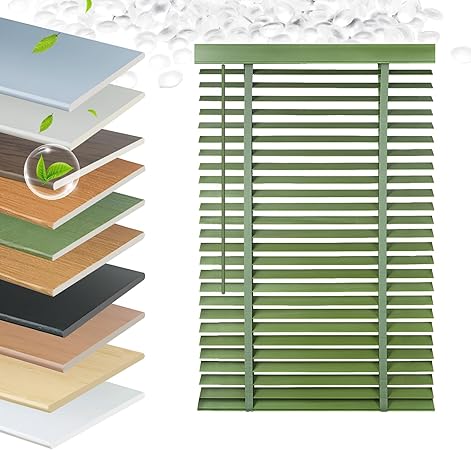 Faux Wood Blinds 2 Inch Cordless, Room Darkening Mini Venetian Horizontal Blinds & Shades for Indoor Windows, Office, Living Room, Bedroom, Multiple Colors