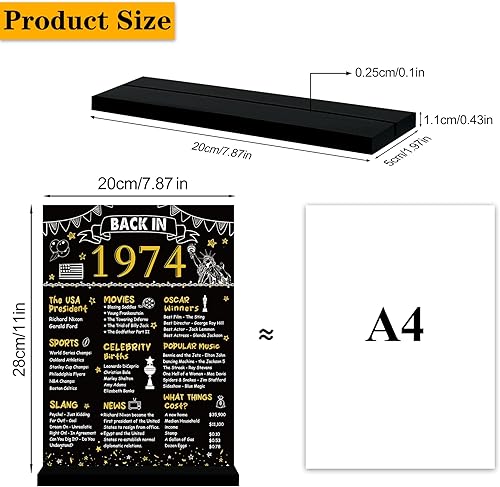 Miniatura 2 de DARUNAXY Cartel acrílico con soporte para mujeres de 50 años, regalo de cumpleaños número 50 años de edad y color negro dorado para hombres,