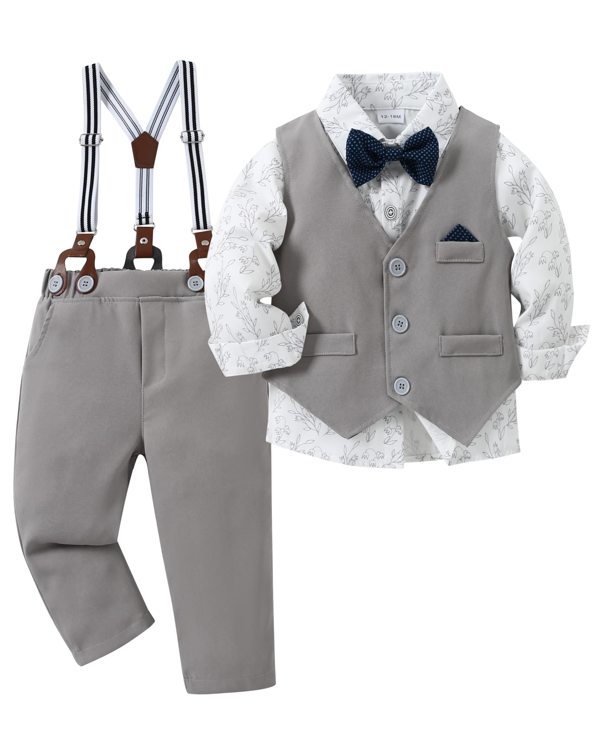 Caretoo Toddler Baby Boy Clothes Suit 5pcs Gentleman Wedding