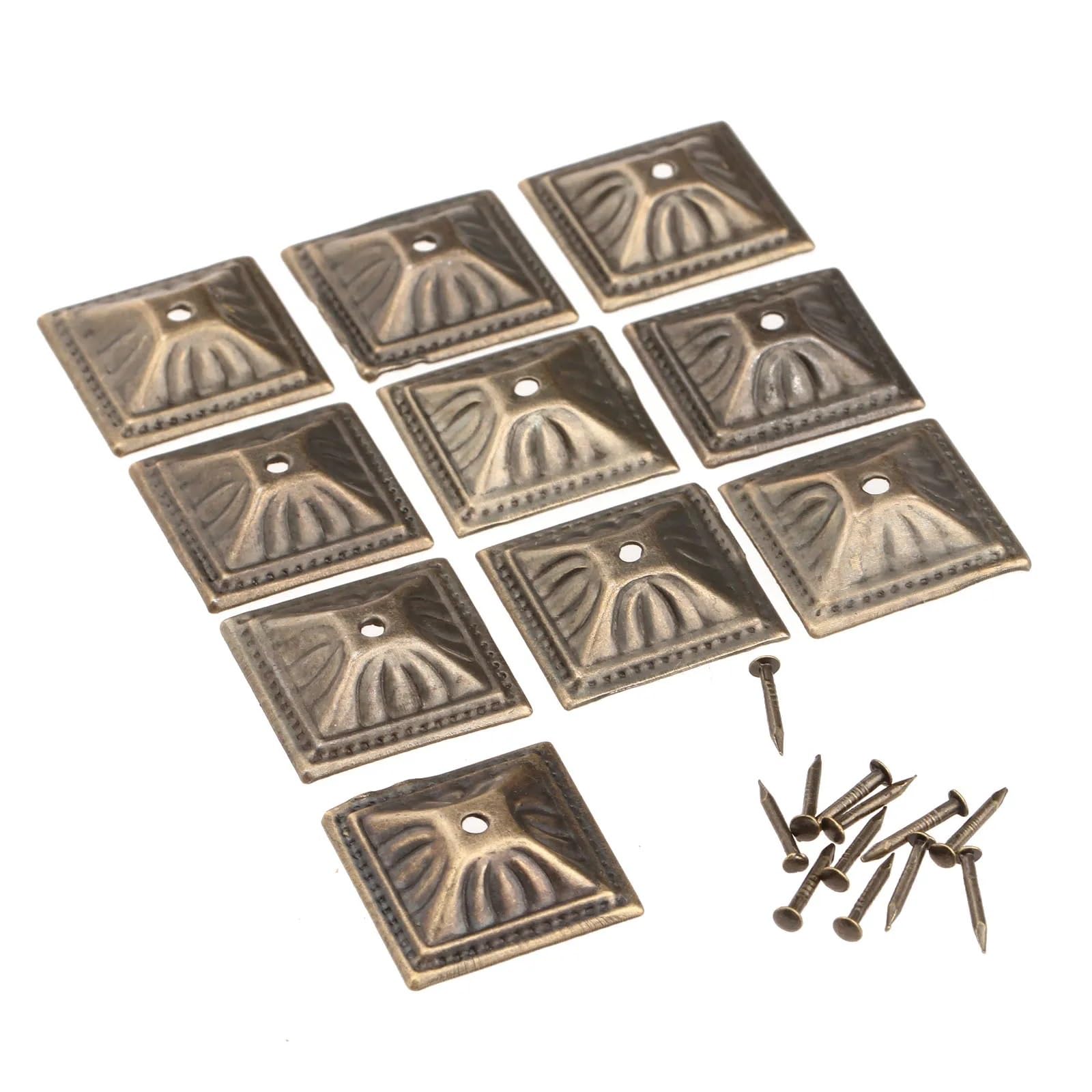 Qvorlth Brown Upholstery Tacks 80Pcs Antique Bronze Square Upholstery Nails 21Mm Decorative Tack Studs For Furniture Wood Box