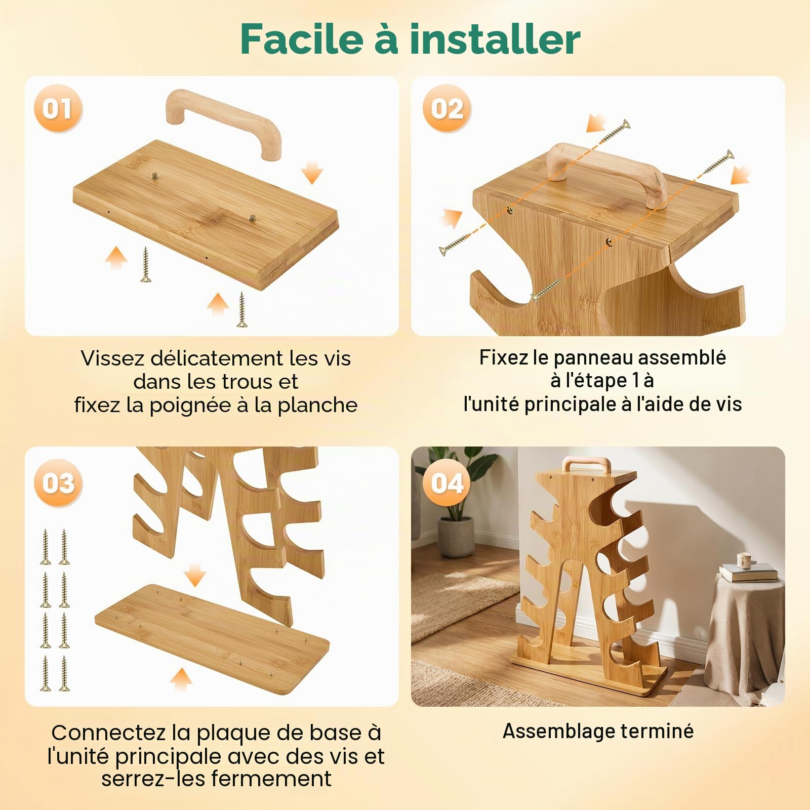 4 Niveaux Support d'Haltères, Support à Haltères, de Poids en Bois Compact Gym Stockage, Convient pour Ranger des Haltères de 3-7KG, pour le Bureau, la Salle de Sport, Salon, 35,5x14,5x46cm