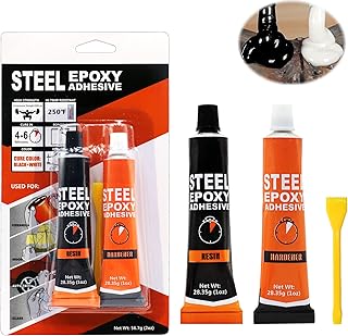 Epoxy Resin Glue, 2 Part Epoxy Glue, Mental Epoxy Glue, Metal Glue, for Durable Bonding & Repairs, Epoxy Adhesive for Metal, Ceramic, Wood and Glass, White and Black Combination, Dark Grey