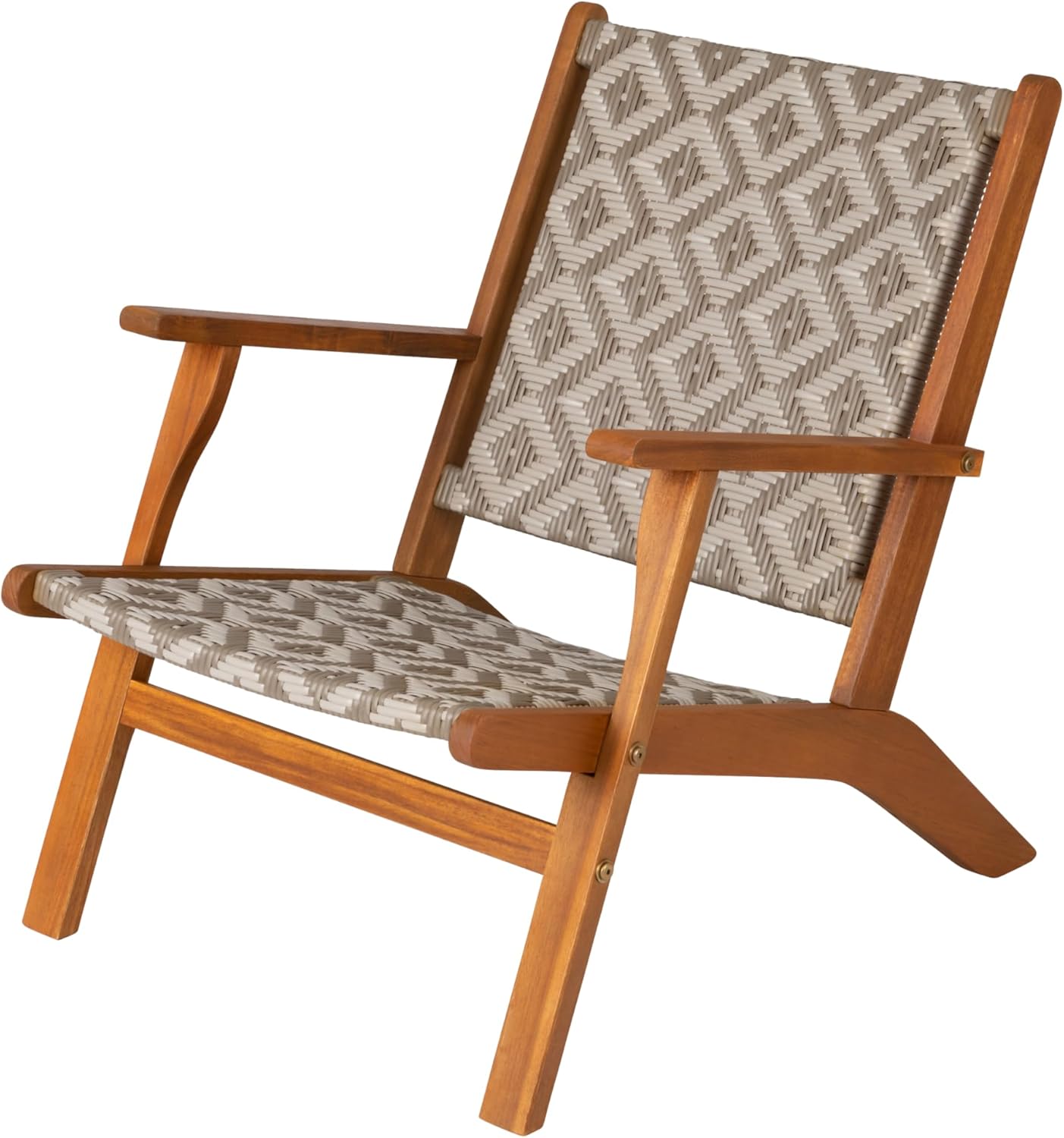 Balkene Home Wooden Outdoor Lounge Chair - All Weather Wicker Weave