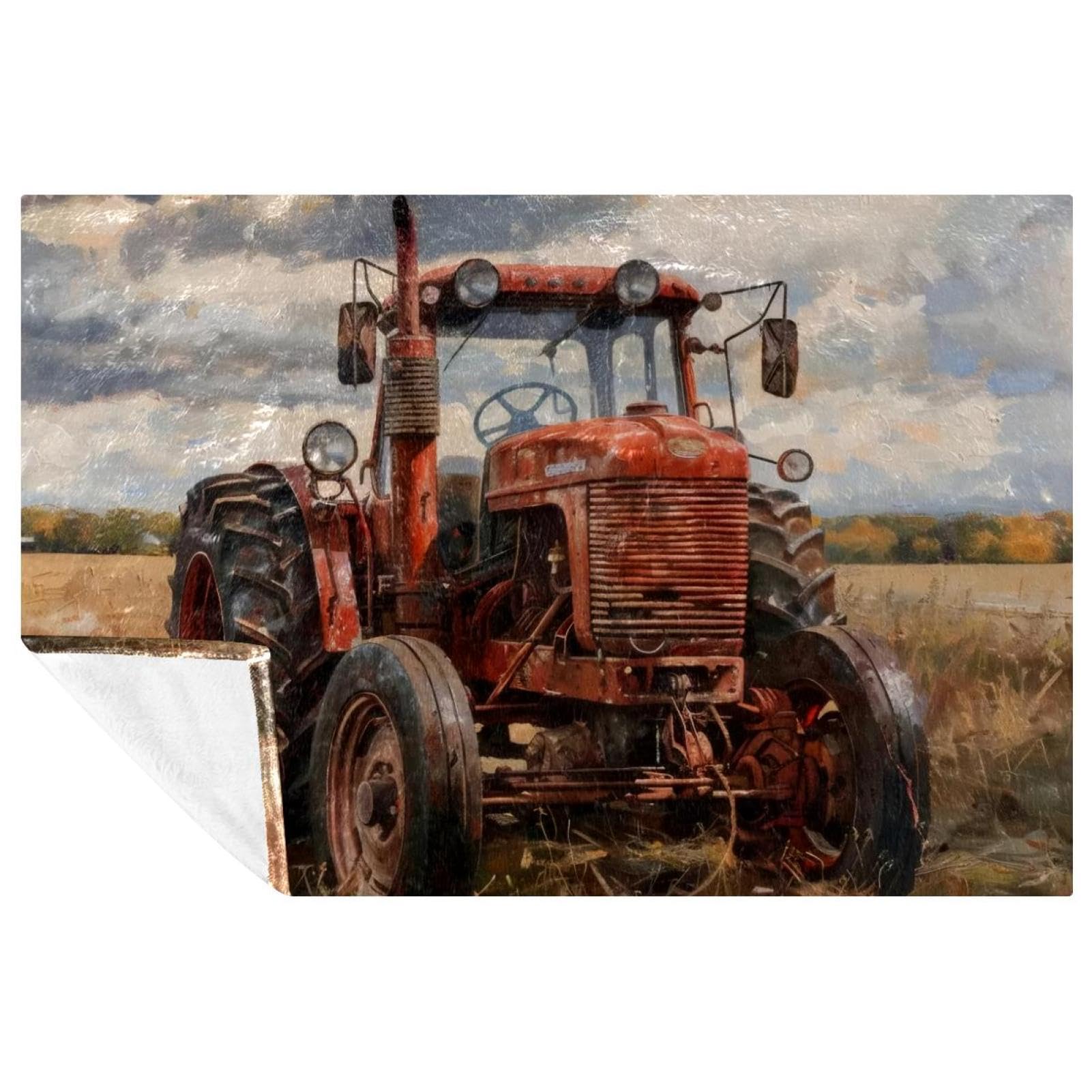 Couverture tracteur vintage pour chambre enfant, plaid ferme idéal cadeau