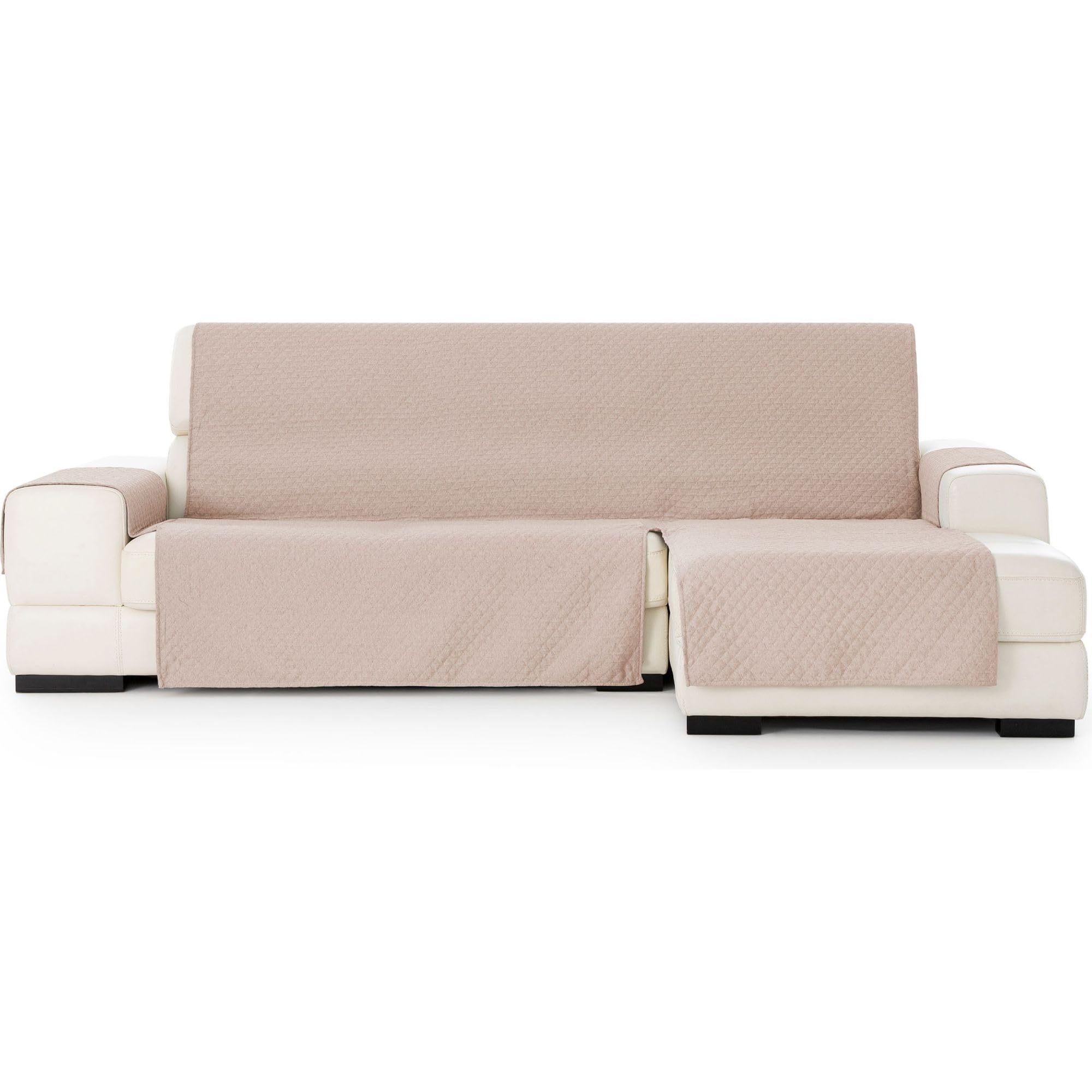 Housse de canapé chaiselongue beige universelle pour un salon familial propre