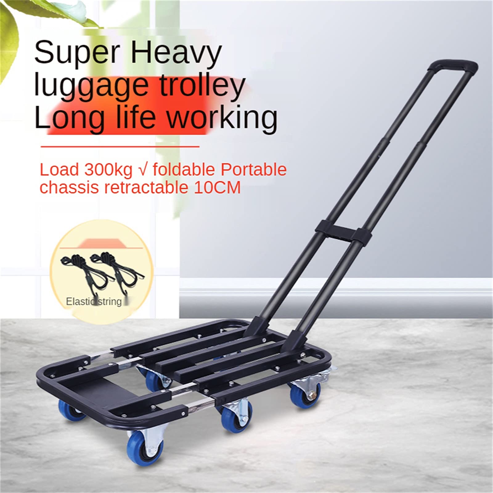 Chariot plateforme Chariot de poussée léger Poussette mobile Camion à main avec poignée réglable pliable for un stockage facile et des roues pivotantes à 360 degrés Chariot de transport ( Color : 200k