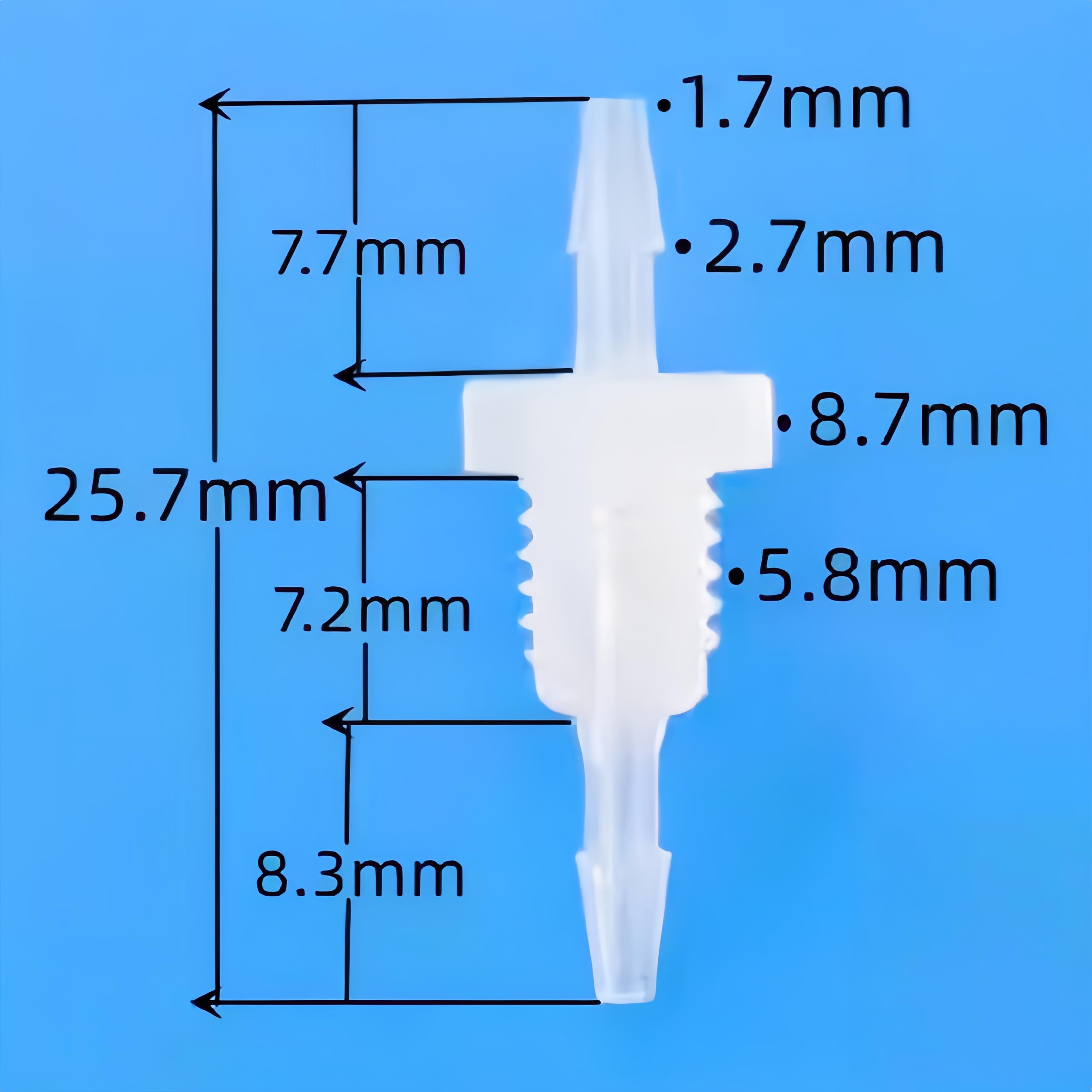 50 zestawów złączek do węży grodziowych, plastikowe złącza spożywcze do laboratorium akwariowego(1/16inch-M6 Male Thread)