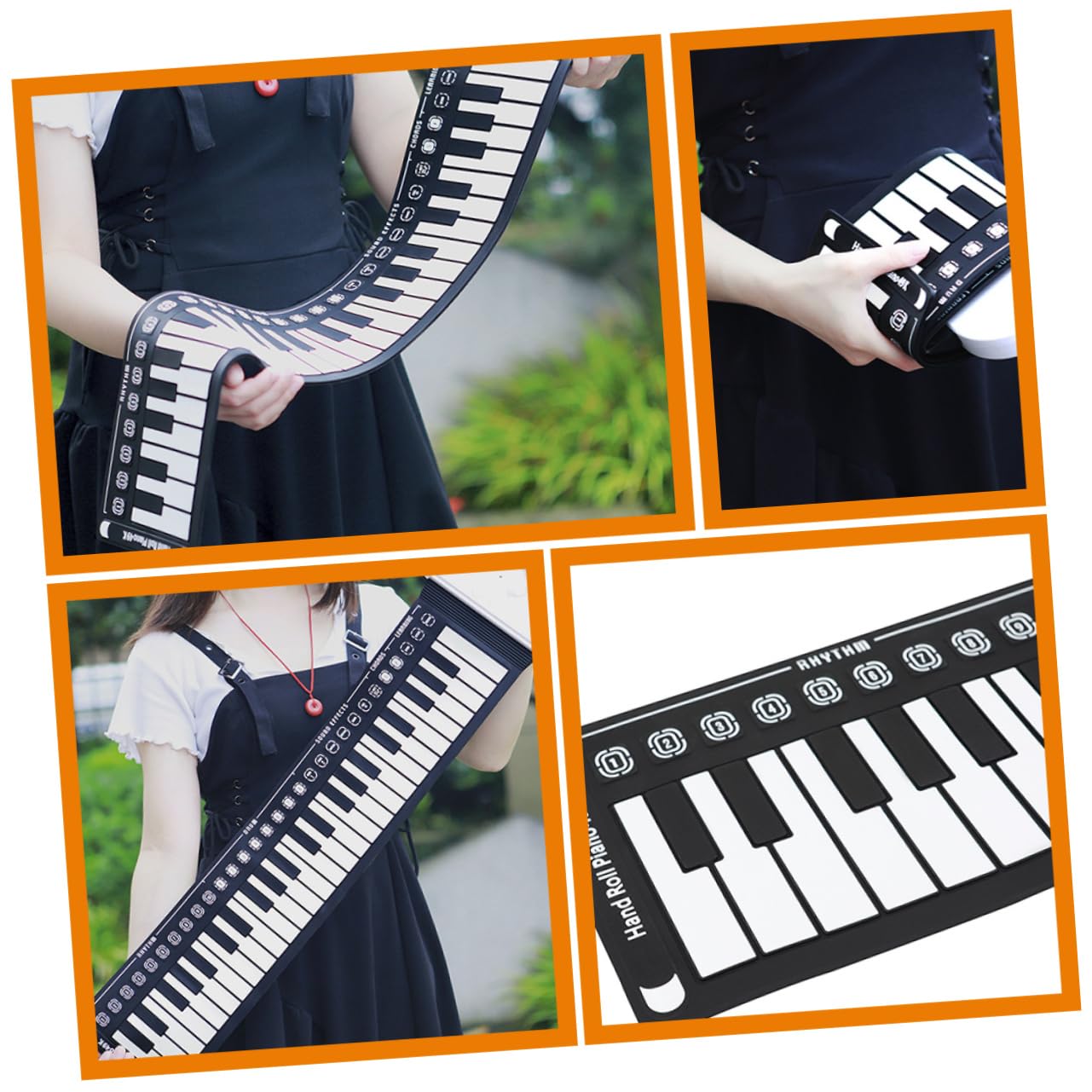 ibasenice Pianoforte Elettronico Portatile Pieghevole Arrotolabile a 49 Tasti in Silicone Bianco per Principianti e Ragazzo Ragazza, Tastiera a Mano Compatta e Trasportabile per Musica