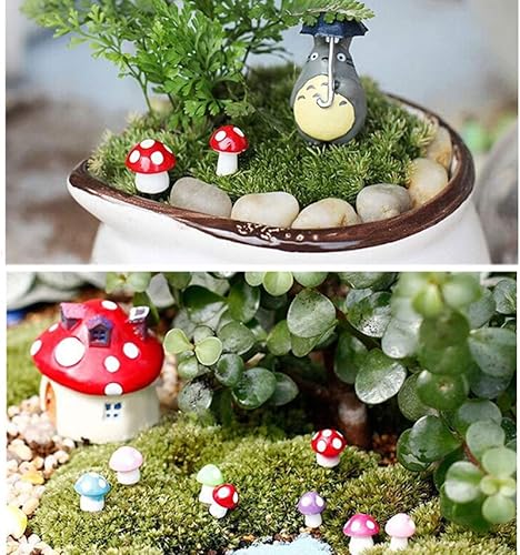Miniatura 7 de AEIOFU Mini hongos de resina en miniatura, figuras en miniatura, hongos de jardín, hongos pequeños, adornos de 20 piezas, jardín de hadas rojas,